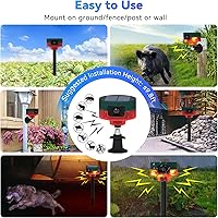 Vista 4 de Alarma solar con sensor de movimiento para exteriores, sonido de disparo de ladrido de perro, luz de alarma de generador de ruido de 130 db