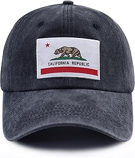 California State Flag Hats for Women Men, Adjustable Cotton California Bear Baseball Cap