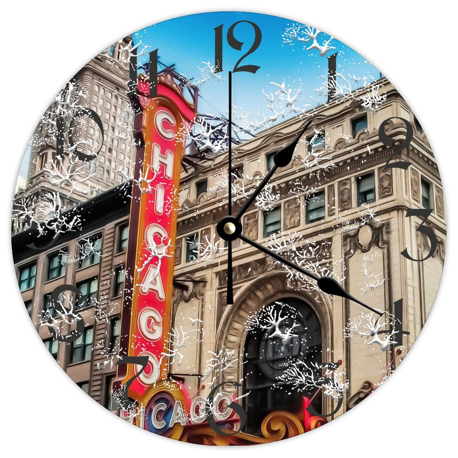 Horloge murale ronde en bois déco rétro pour cuisine et chambre