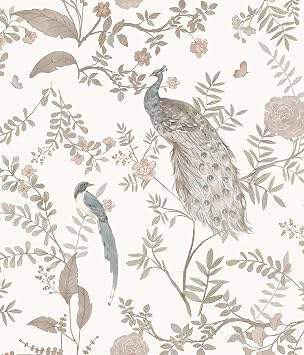 Orainege Vintage Floral Peel and Stick Wallpaper Boho Floral Birds Contact Paper 16.9in x118.1in Self Adhesive Wallpaper for Bedroom Cabinets Decor Flower Leaf Wall Paper Removable