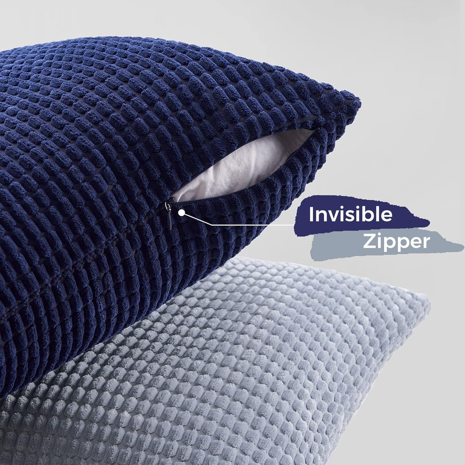 Topfinel Navy Throw Pillows Covers for Couch-18" x 18" Set of 4-Multi Marine/Dusty/Grey/Blue Combo-Fluffy Corduroy Kids Washable Decorative Cushion Case - Image 6