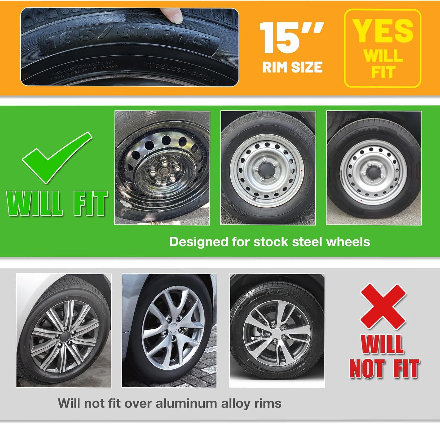 15 Inch Black Matte Hubcaps for 2009-2019 Toyota Corolla with Steel Wheels, Set of 4 PP Material Wheel Rim Cover, Snap-On Design Hub Caps - 15” Black Matte 4-Pack