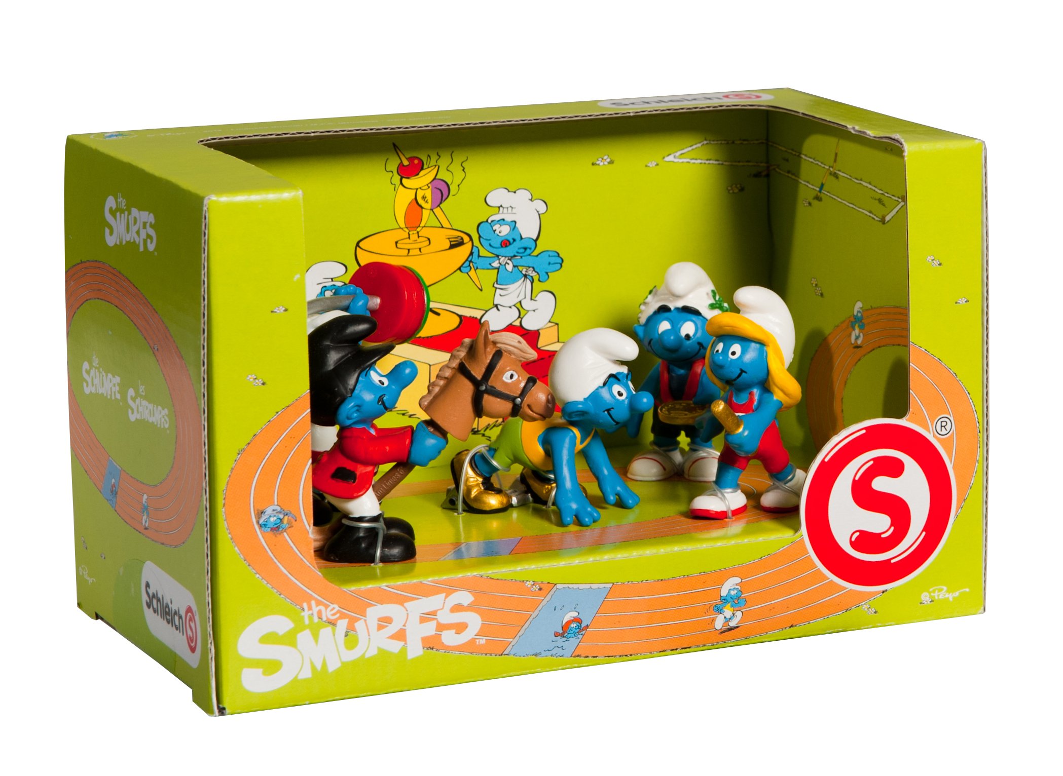 40201: Schtroumpf avec luge (Superschtroumpf) - Écharpe jaune - Schleich - 5,5cm