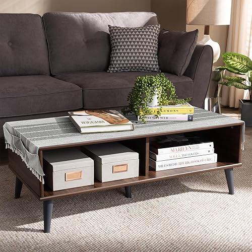 Coffee Table Cloth, Coffee Table Cover with Pockets and Tassel,Grey for Living Room Small Rectangle Tablecloths Washer Dryer Fridge Top Dust Cover,Easy Care Machine Washable