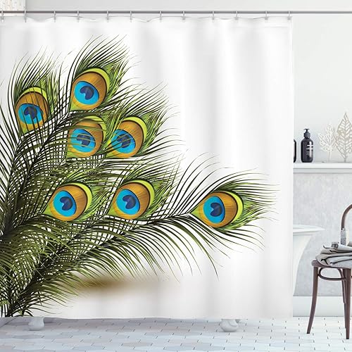 Miniatura 102 de Ambesonne Cortina de ducha hawaiana, diseño de hibisco hawaiano tropical, silueta de niña, tabla de surf, impresión de arte retro, juego de Fucsia