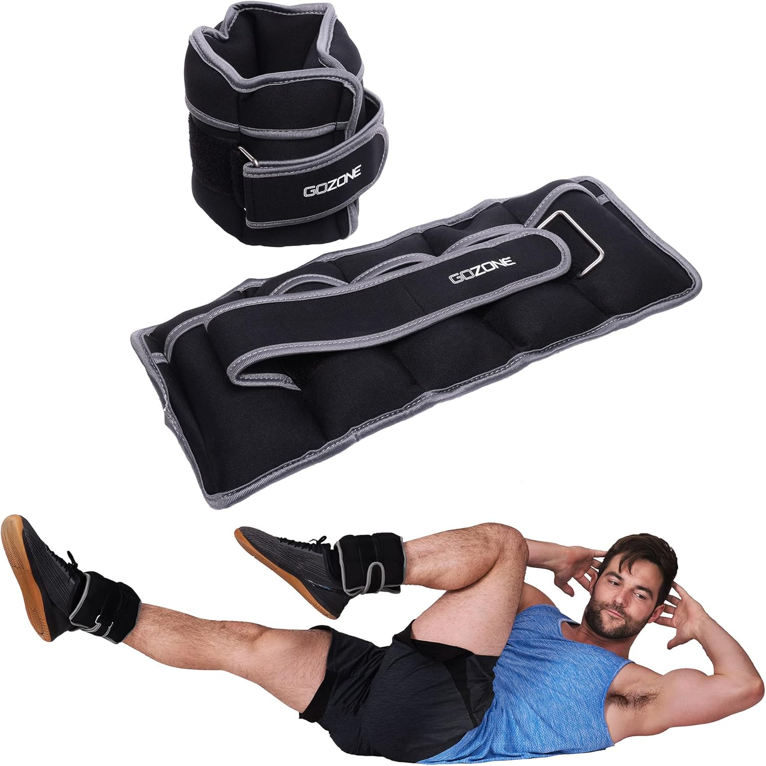 GoZone Wearable Ankle and Wrist Weights Adjustable Hook and Loop