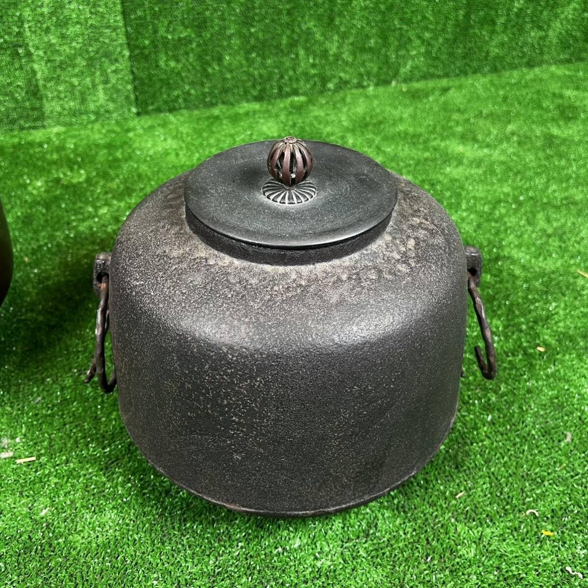 茶道茶釜 真鍮製 Amazon.co.jp: 4-600】茶道具茶釜風炉釜真鍮肉厚丸釜炉釜骨董品 303