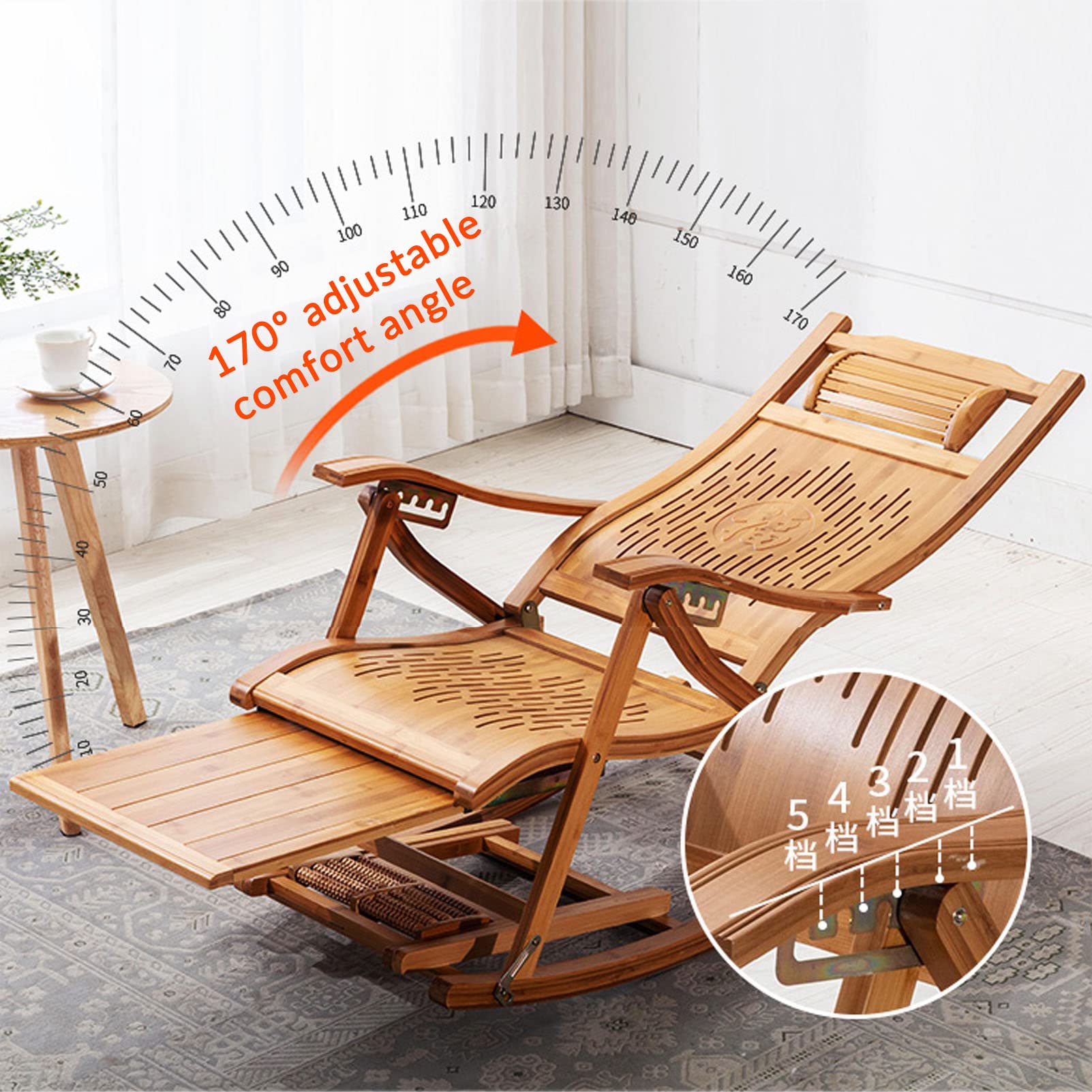 Sedia a dondolo Zero Gravity, sedia a dondolo per esterni in legno con imbottitura - Patio, veranda anteriore, mobili da giardino e prato - Comoda seduta - 440 libbre.Poltrona lounge con capacità di
