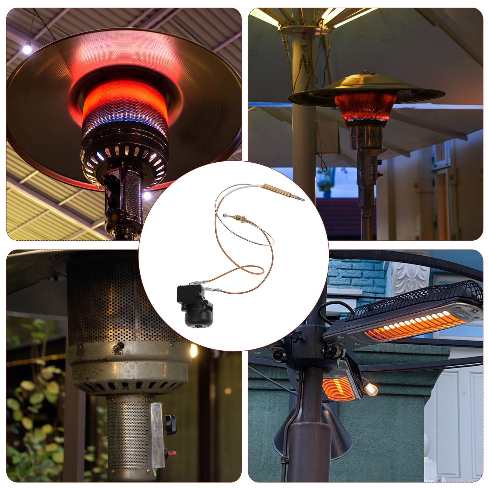Heizpilz Ersatzteile Satz mit Neigung für Terrassenkippe und Thermoelement für Outdoor Gas Terrassenheizung mit Automatischer Abschaltung und M8x1 Gewinde