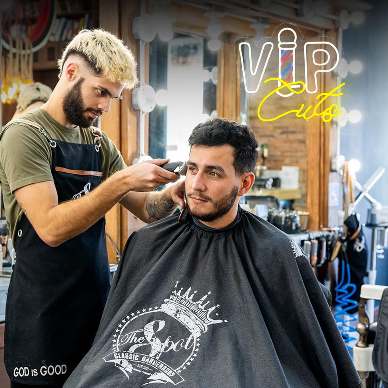 Neonowe znaki do dekoracji ścian, VIPcuts Neonowe znaki LED do salonu fryzjerskiego, salonu piękności, studia, na urodziny, Boże Narodzenie, prezent dla fryzjera