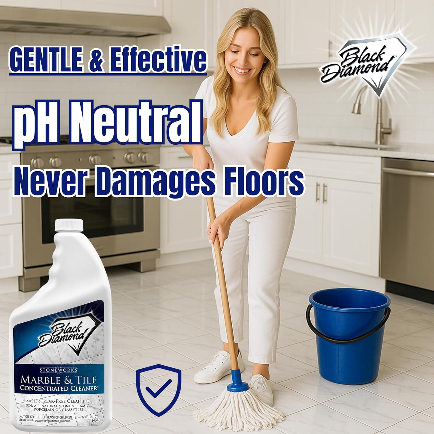 MARBLE & TILE FLOOR CLEANER. Great for Ceramic, Porcelain, Granite, Natural Stone, Vinyl and Brick. No-rinse Concentrate. (1-Quart) - Image 7