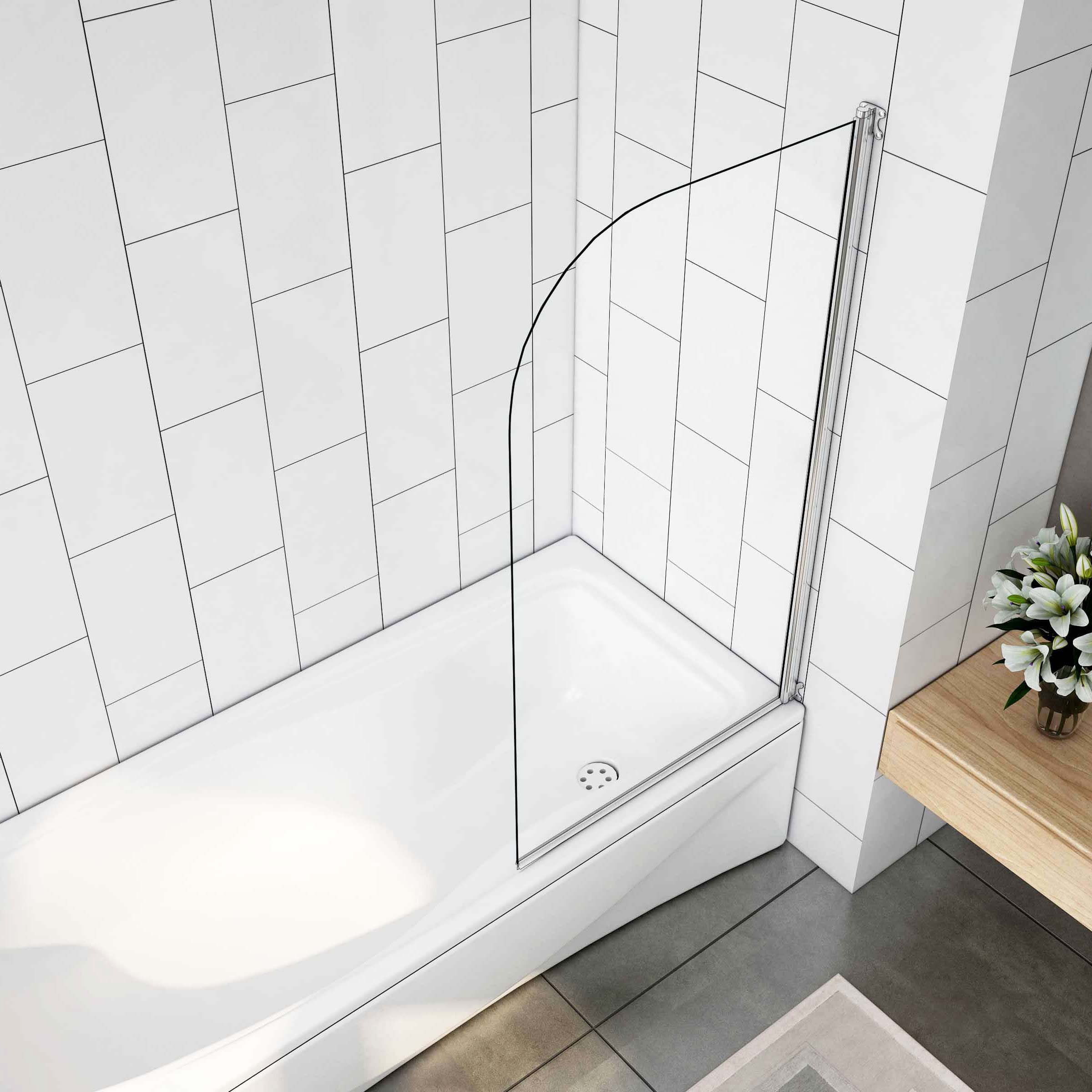H.130cm Sopravasca da Bagno Doccia Girevole 180 Gradi 70cm Vetro 5mm Cromo | Temperato Trasparente