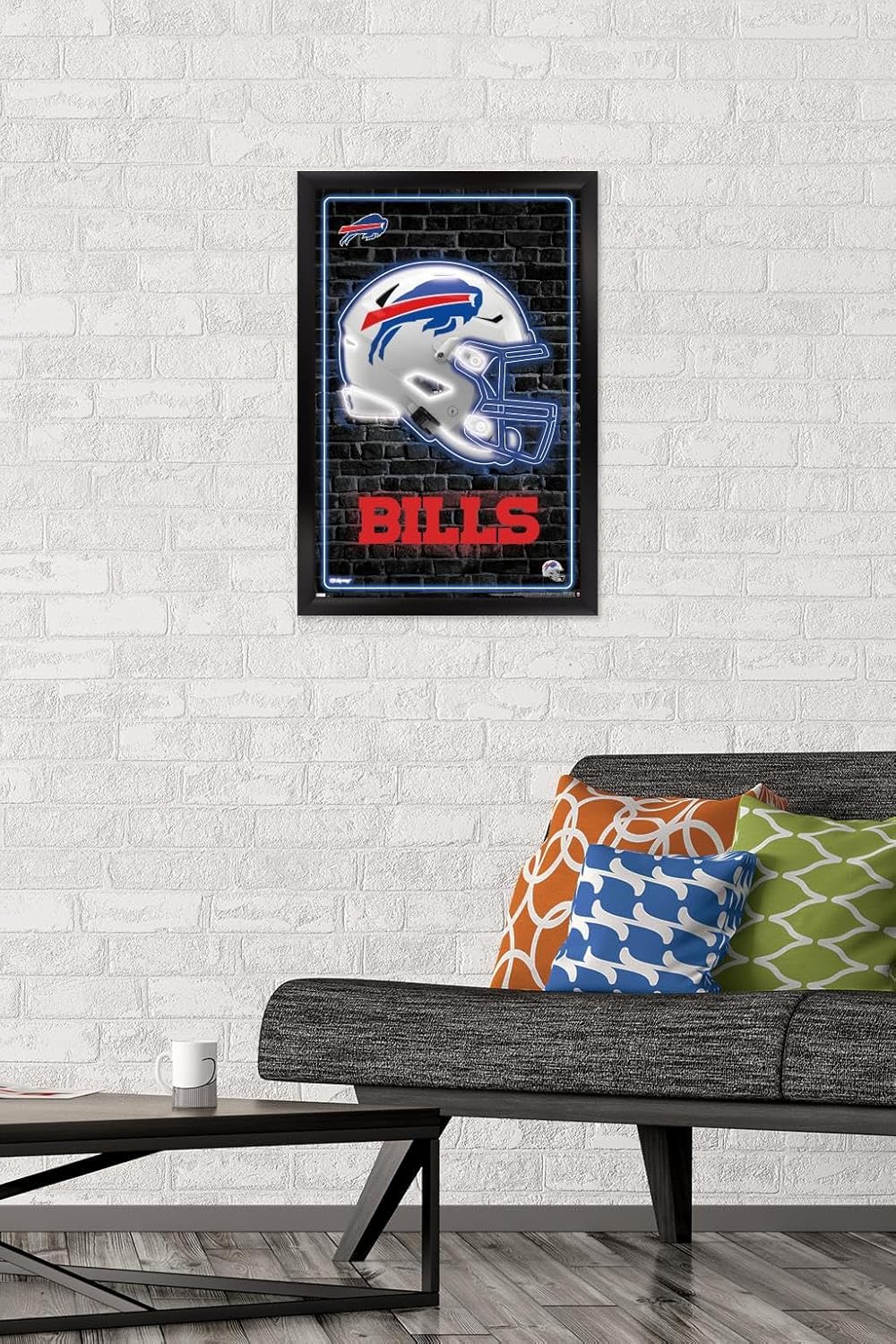 NFL Buffalo Bills - Neon Helmet 23 Wall Poster, 22.4L" x 14.7W", Black Framed Version