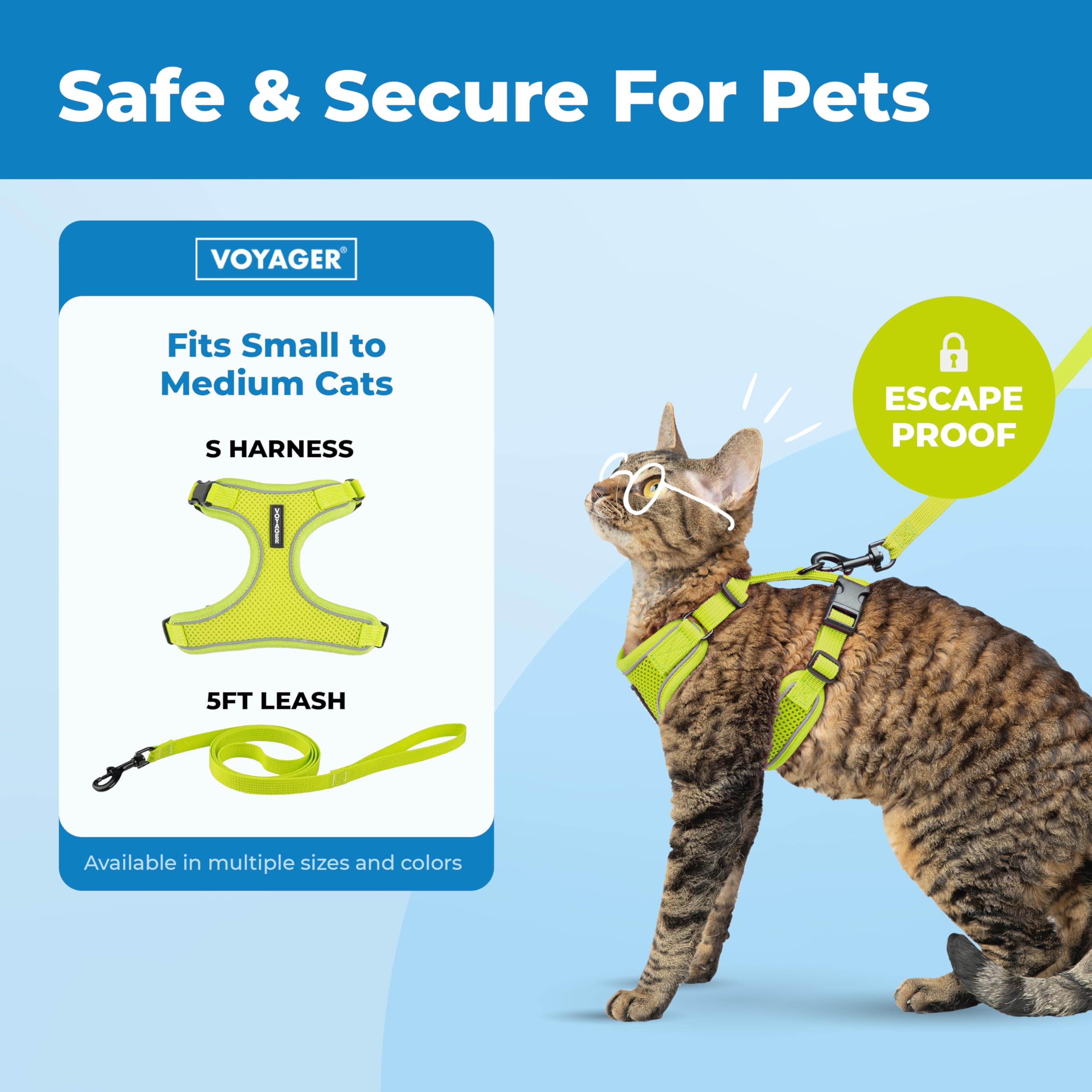 Voyager Escape Proof Cat Harness and Leash Set including Reflective Stitching, Neoprene Handle 5ft, Supports Small - Image 2
