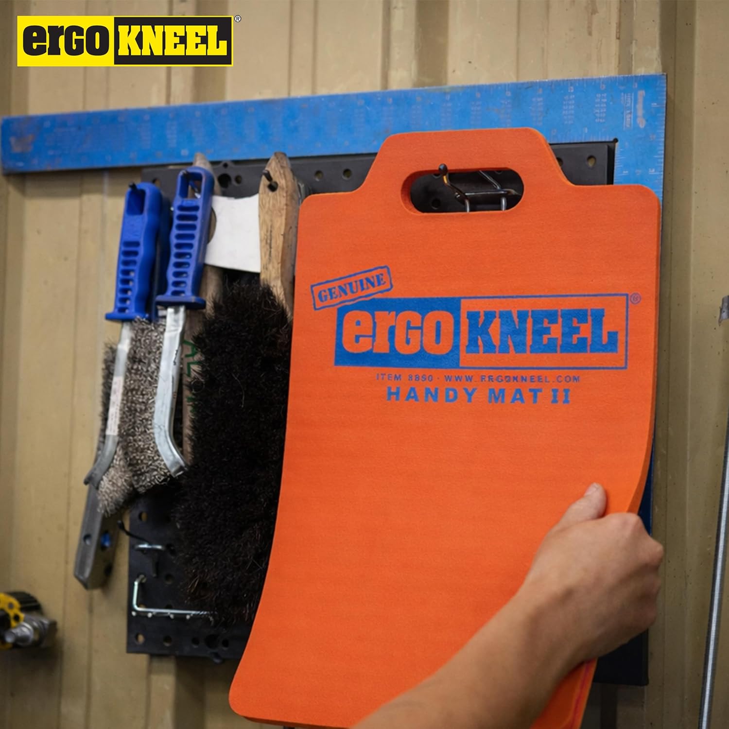 High Visibility Orange Foam Kneeling Pad - Extra Thick 1” Anti-Fatigue Knee Mat (14” x 21”) | Heavy-Duty Industrial Work Pad for Mechanics, Aircraft Maintenance, Construction, & Garden