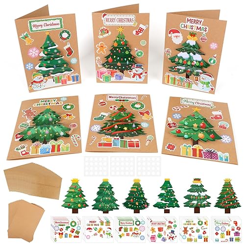 24 Sets Christmas Card Making Kits 3D Christmas Tree Card