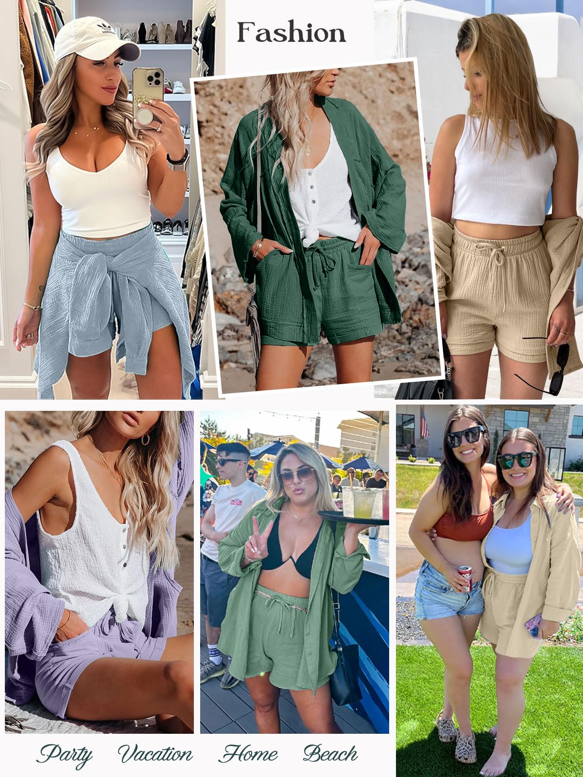CheChury Completo Donna Elegante 2 Pezzi in Lino Estivo Camicia a Maniche Lunghe e Pantaloncini Set Tuta Casual Completi Sportivo Camicie con Bottoni Pantaloncini con Coulisse Spiaggia Lavoro Vacanza