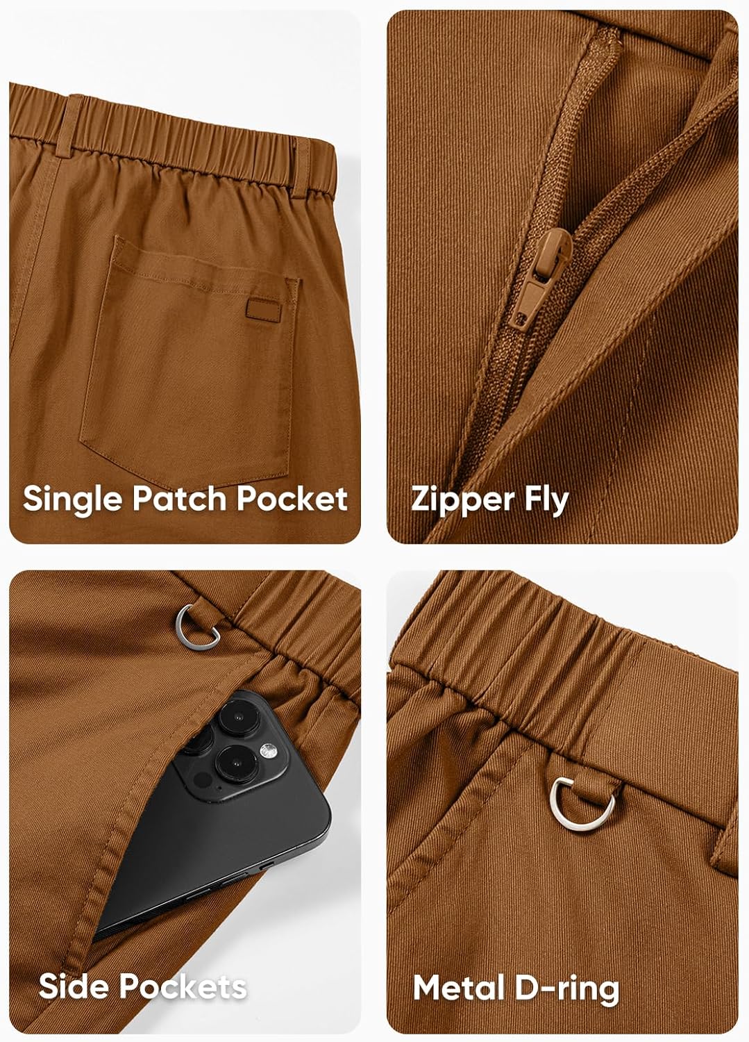 JMIERR Men's Chino Pants Casual Elastic Waist Tapered Golf Trousers - Image 8