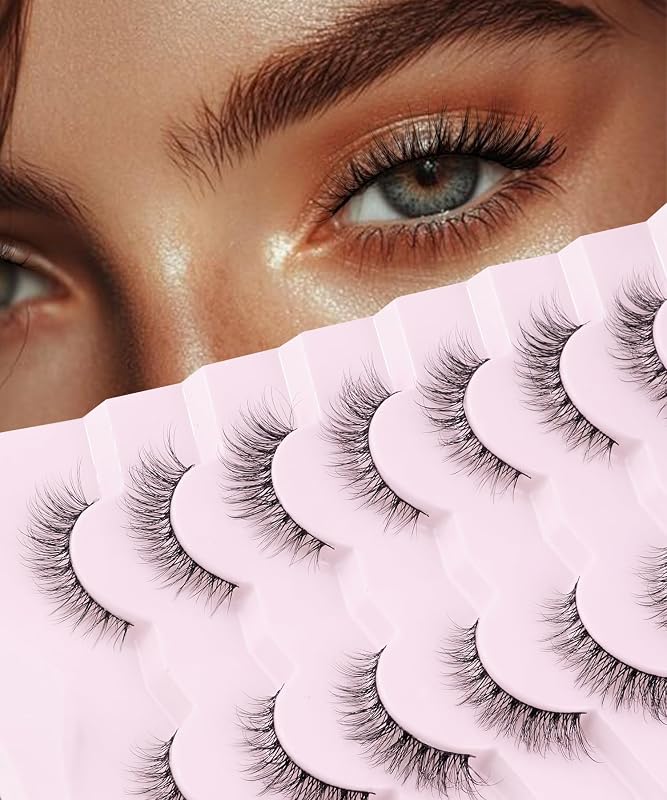 Cílios postiços EVENTILL estilo cat eye, 6–12 mm, curvatura C, faixa fina, 7 pares