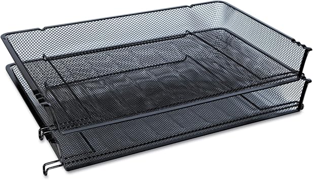 Universal One Mesh Stackable Side Load Tray, Legal, Black
