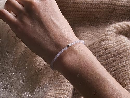 Miniatura 3 de BERGERLIN - Pulsera de piedra real natural con perla de plata de ley 925, piedras facetadas de 532 de pulgada, pulseras genuinas con calidad