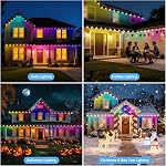 Lumières extérieures permanentes 100 pi pour maison, lumières LED RGB+IC intelligentes avec 16 millions de couleurs DIY, contrôle par application/télécommande, étanches IP67, éclairage de corniche pour décorations de Noël, Halloween, fêtes