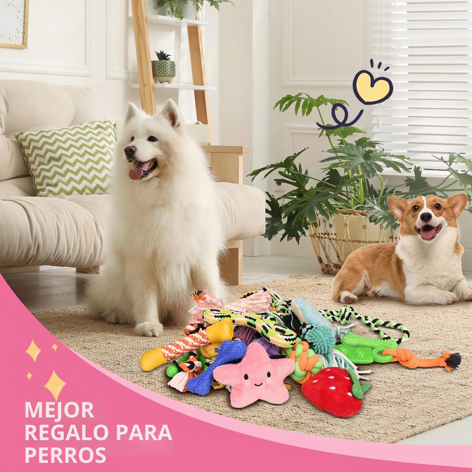 Juguetes para Perros,20 Piezas Juguete para Morder para Perro,Juego de Juguetes para Perros,Juguetes Interactivos para Limpiar Los Dientes Adecuado para Pequeño y Mediano