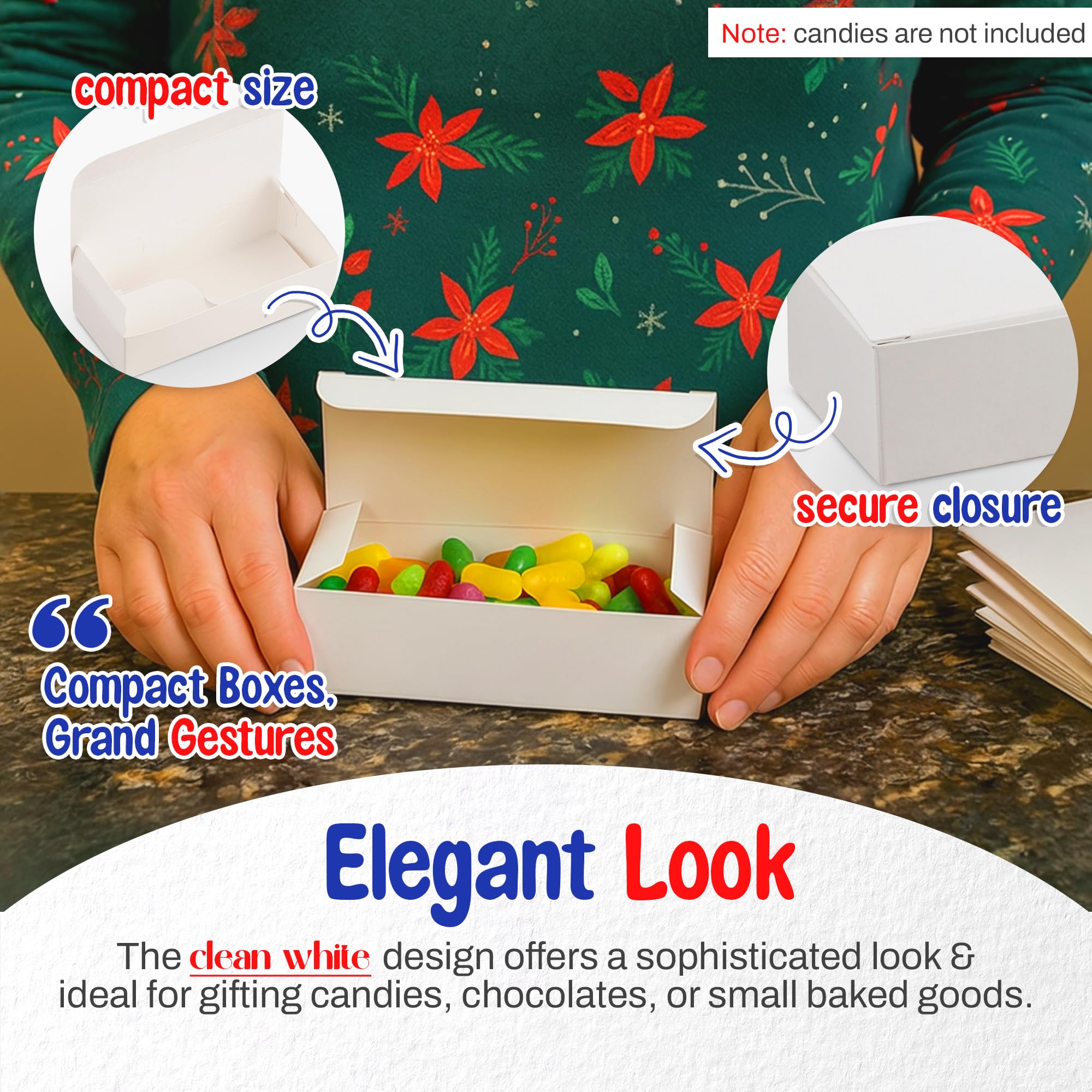 MT Products White Candy and Chocolate Gift Box 5" x 2 1/4" x 1 1/4" - Extra Small Fudge Box - Pack of 20