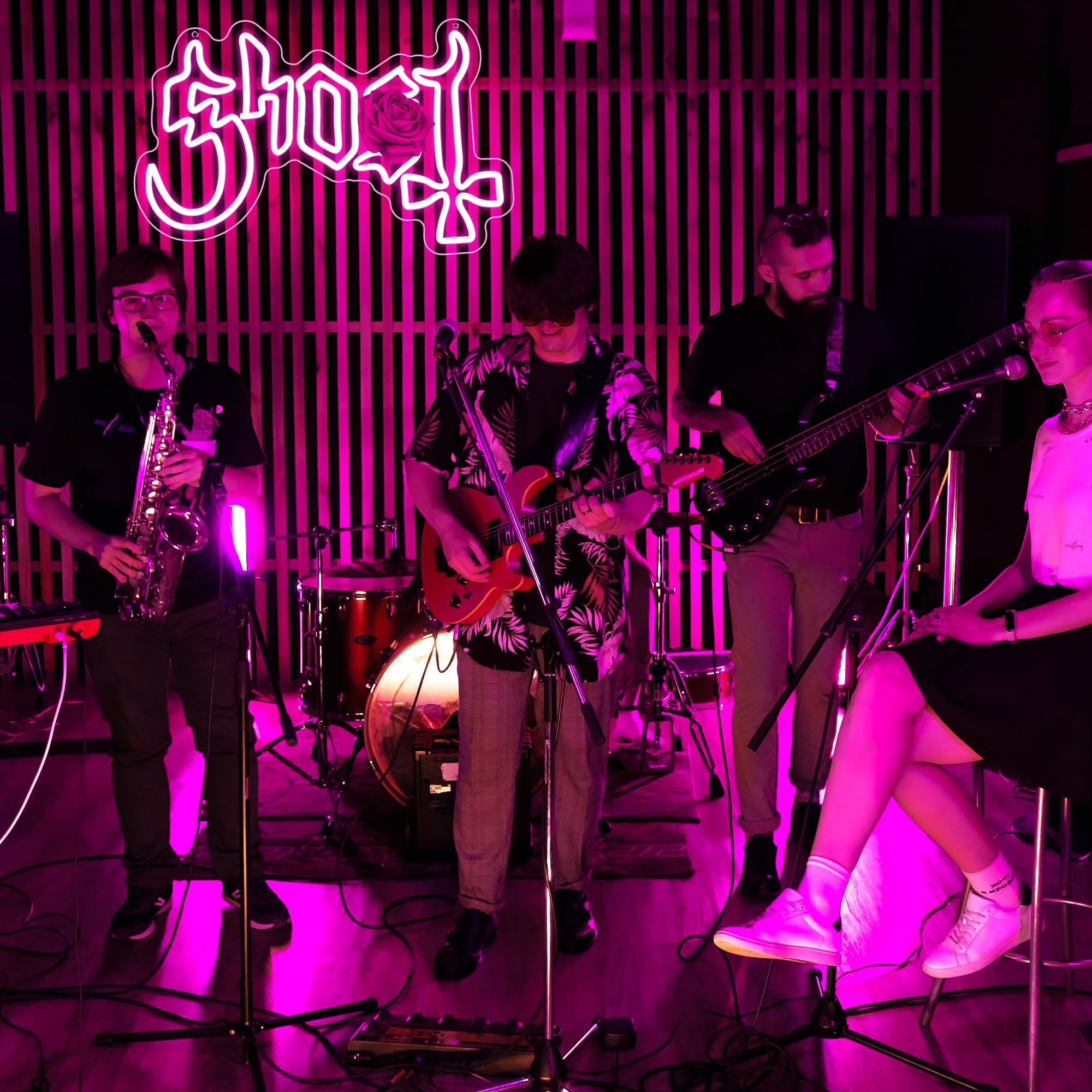 Insegna al neon gotica per decorazione da parete, dimmerabile, banda gotica a LED, per studio dal vivo, musica al neon, decorazione da parete per bar, uomo, grotta, feste, concerti, regali per uomini