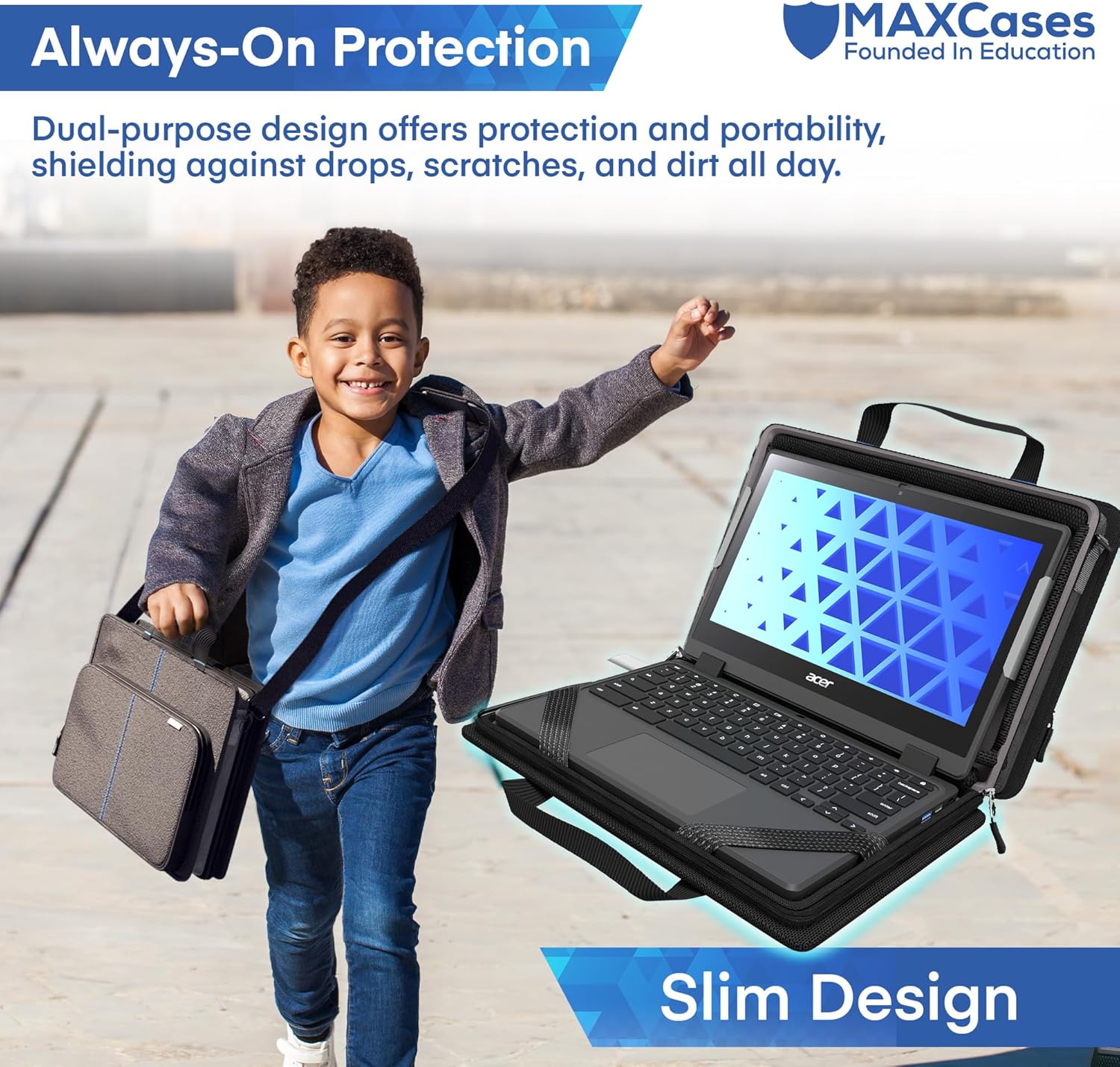 MAXCases Explorer Protective Case for 14 Inch Laptop & Chromebook with Pocket, Molded Interior - Rugged, Custom-Fit Cases for 14 Inch Laptop & Chromebook - Shockproof & Durable Cover, Bag