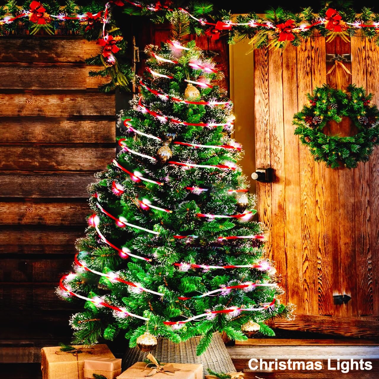 Christmas Decorations Upgraded Solar Christmas Lights 33ft 100 LEDs String Lights for Outside Rope Lights Outdoor Waterproof Holiday Party Patio Garden Decor Fairy Lights(Y-H-TY-TG)