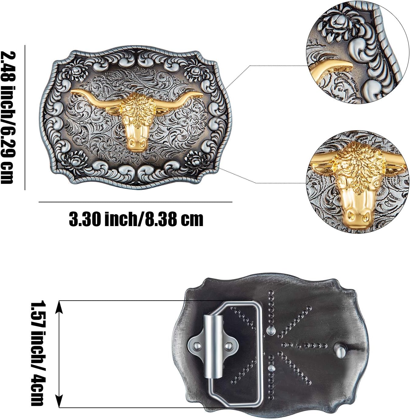 WILLBOND 2 Pieces Longhorn Bull Eagle Letter J Belt Buckle Cowboy Belt Buckle Western Rodeo Bull Buckle for Men