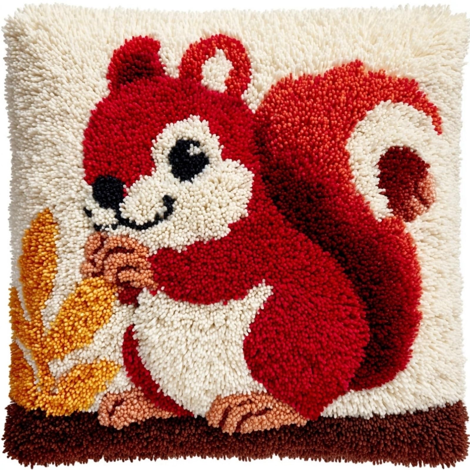 AxiangziK Pre-Printed Latch Hook Pillow Kit,Squirrel