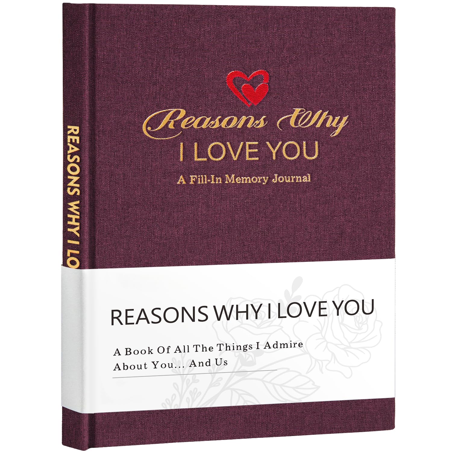 Miaikoe B5 Reasons Why I Love You Journal, A Fill-in Memory Fabric Meaningful Gifts for Couples, Her and Him Anniversary Christmas Stocking Stuffer (Purple)