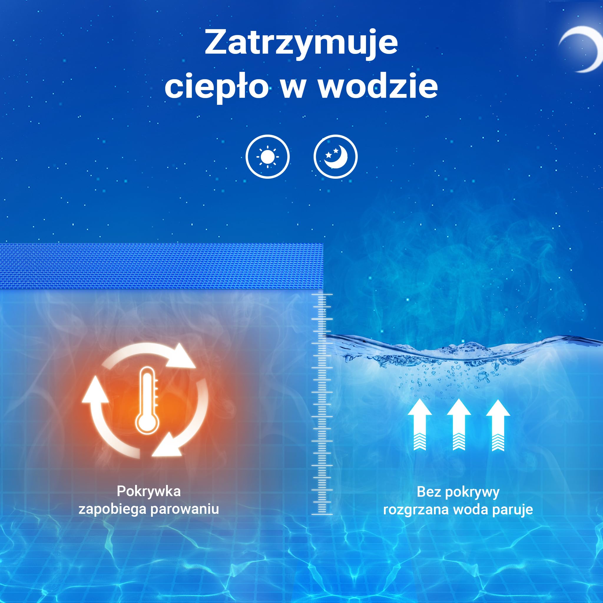 Wiltec Mata solarna do basenu Ø 3,6 m, niebieska folia bąbelkowa na basen o grubości 140 µ, okrągła, do podgrzewania wody w basenie