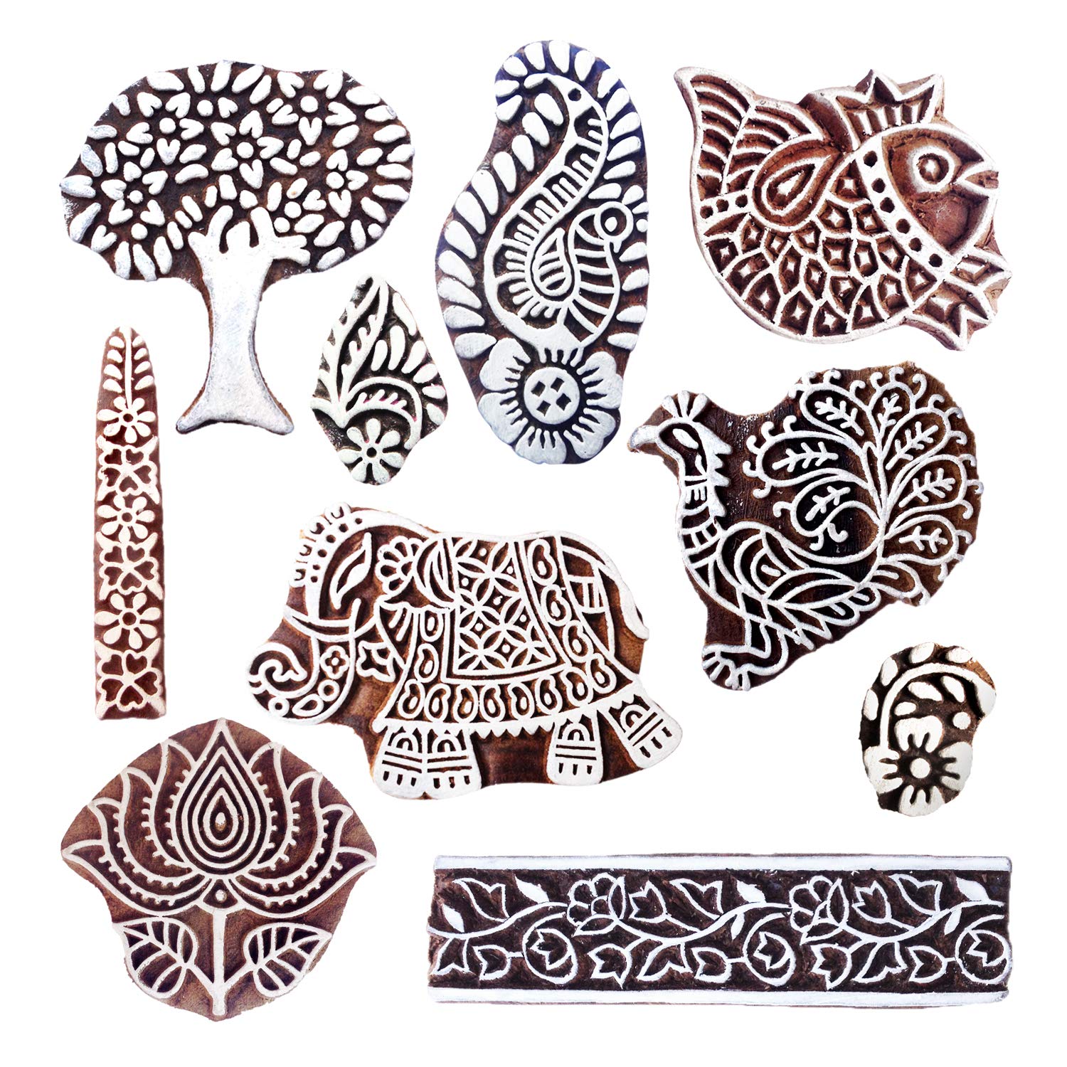 Royal Kraft Wooden Stamps for Block Printing on Saree Border, Textile, Clay, Pottery, Tattoo (Set of 10) MXtag0003 (B07RZ6BVPF) Amazon Price History, Amazon Price Tracker