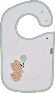 Sterntaler Lätzchen mit Einlage Bär Bo, Baby-Lätzchen mit praktischem Druckknopfverschluss, saugfähige Baumwolle, wasserundurchlässiges Futter, süße Applikation, 38×26×0,5 cm, weiß