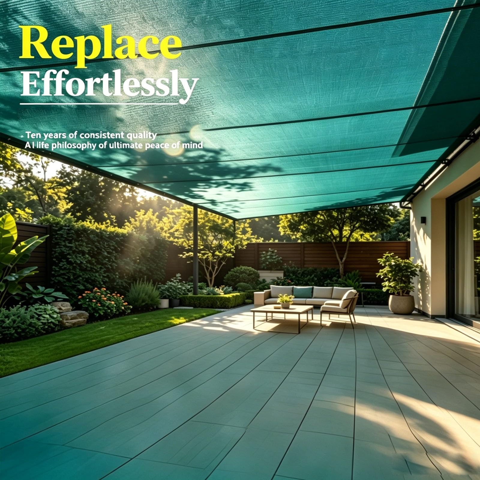 Telo Ombreggiante Verde 95% Con Occhielli, Rete HDPE Resistente Ai Raggi UV E Traspirante Per Patio, Giardino E Piscina(6x10ft)