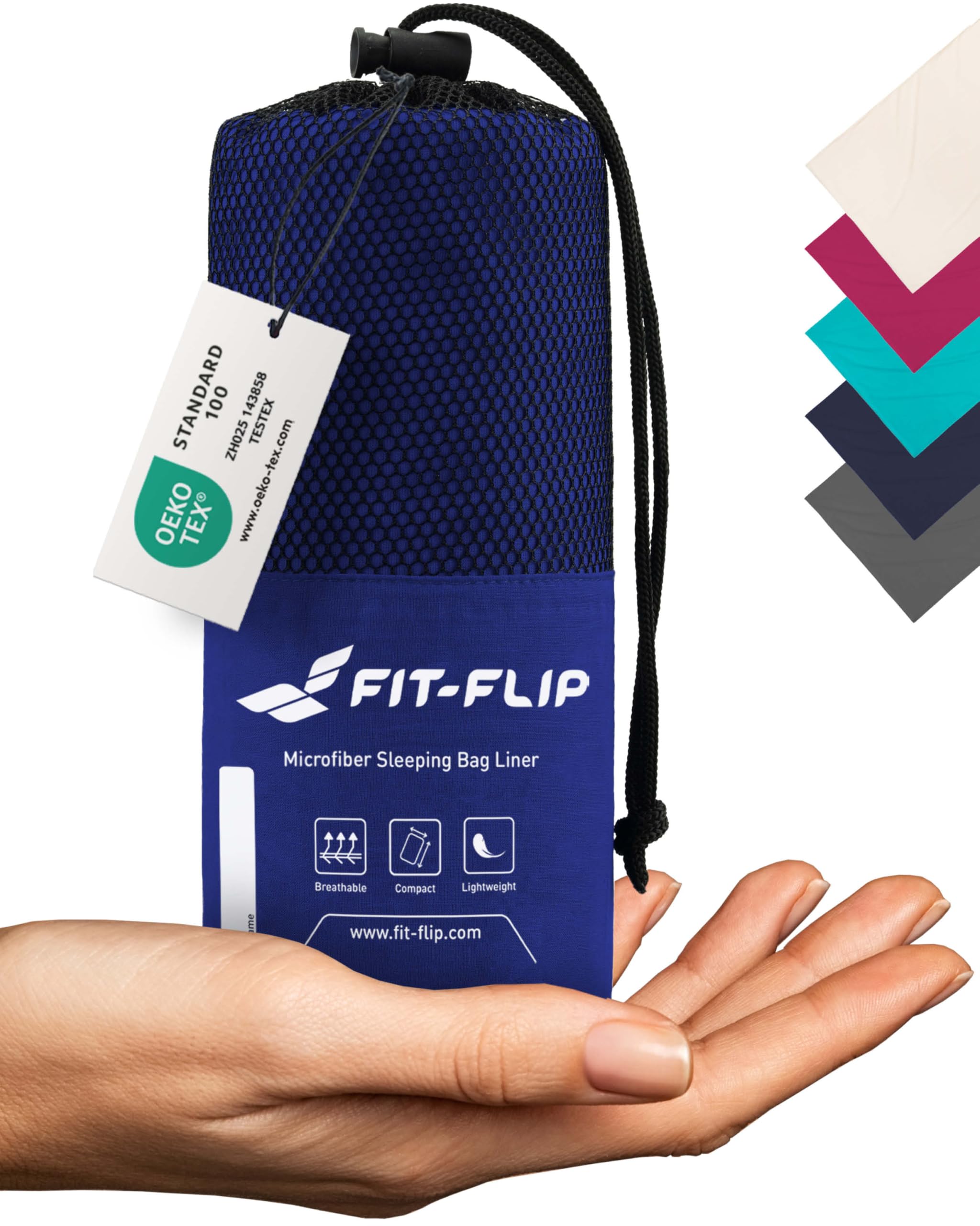 Fit-Flip Sacco Lenzuolo da Viaggio - 100% Cotone o Microfibra - Sacco a pelo con scomparto per cuscino - Sacco Letto singolo ultraleggero e compatto - Sacco a Pelo leggero Estivo