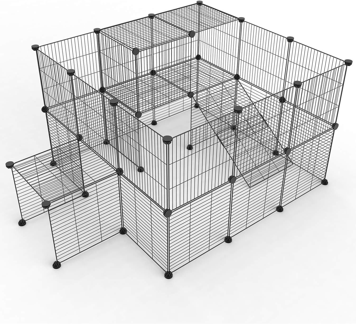 Tespo Pet Playpen, Small Animal Cage Indoor Portable Metal Wire Yard Fence for Small Animals, Guinea Pigs, Rabbits Kennel Crate Fence Tent (Black,36)