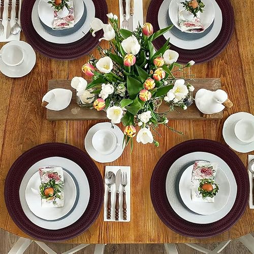 Miniatura 6 de Decozen Juego de 6 manteles individuales para mesa de centro de comedor, resistentes a los arañazos, a las manchas de calor, antideslizantes, para