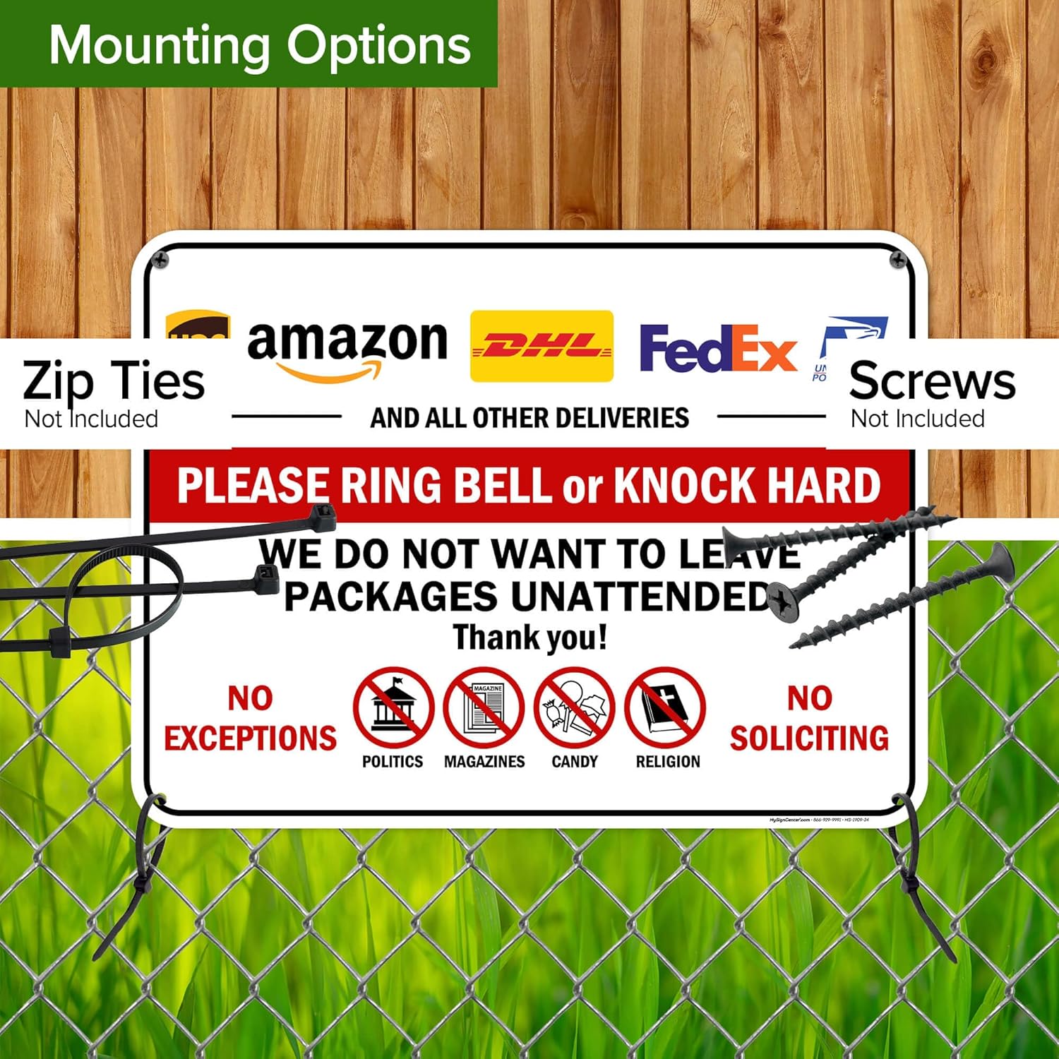 Please Ring Bell Or Knock Hard We Do Not Want To Leave Packages Unattended Sign, 18x24 Inches, 55 mil thick HDPE (high density polyethylene), Made in USA by My Sign Center