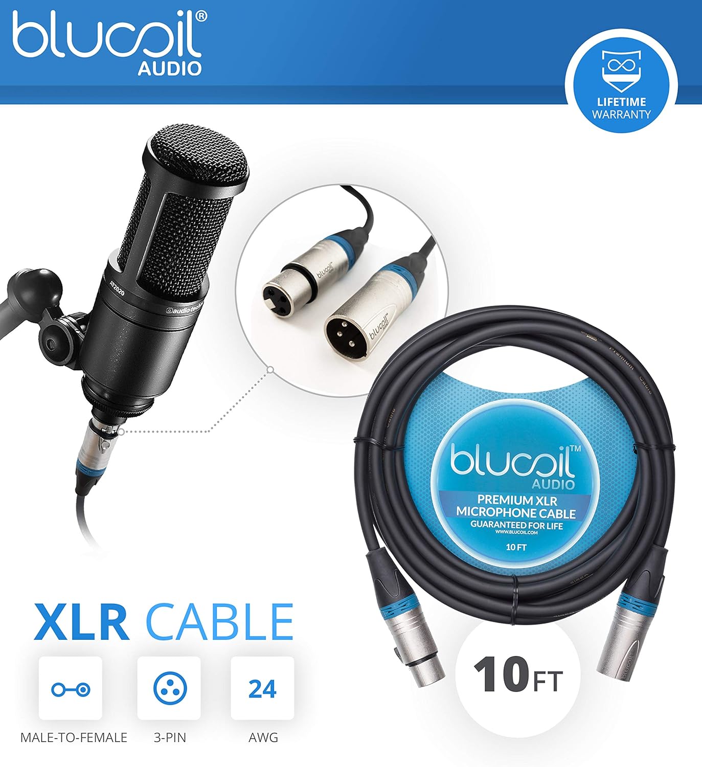 ❤ Crazy Deals Samson C02 Condenser Microphone (Stereo Pair) Bundle with 2-Pack of Blucoil 10-FT Balanced XLR Cables, and 5-Pack of Reusable Cable Ties