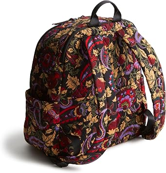 Vera Bradley Women's Premium Cotton Bancroft Backpack, Midnight Garden Paisley, One Size