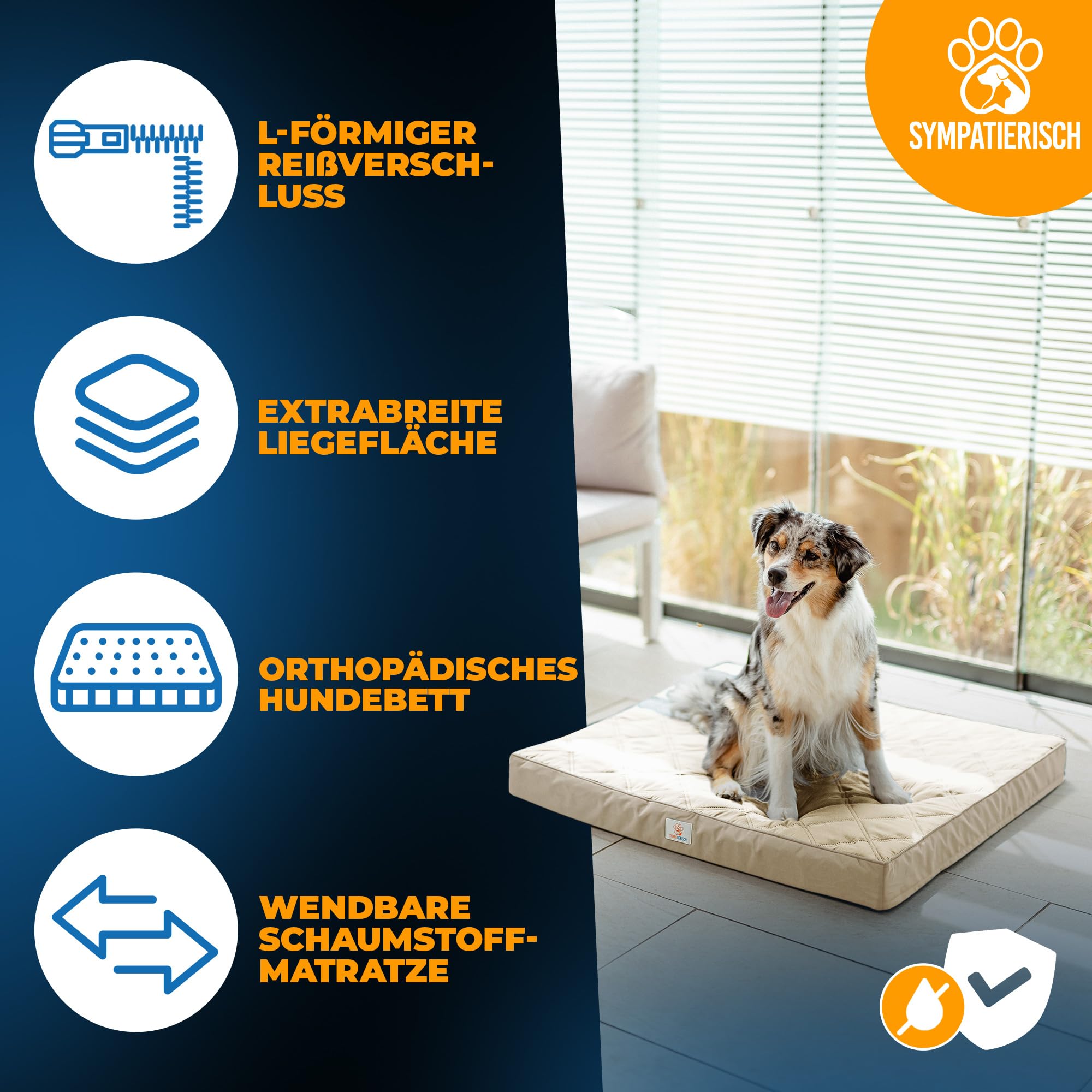 Cuccia ortopedica impermeabile – Il nuovo tappetino per cani preferito del tuo naso in pelliccia, cuscino antiscivolo, cestino per cani, fodera lavabile, per cani di piccola e grande, 90 x 80 x 8 cm