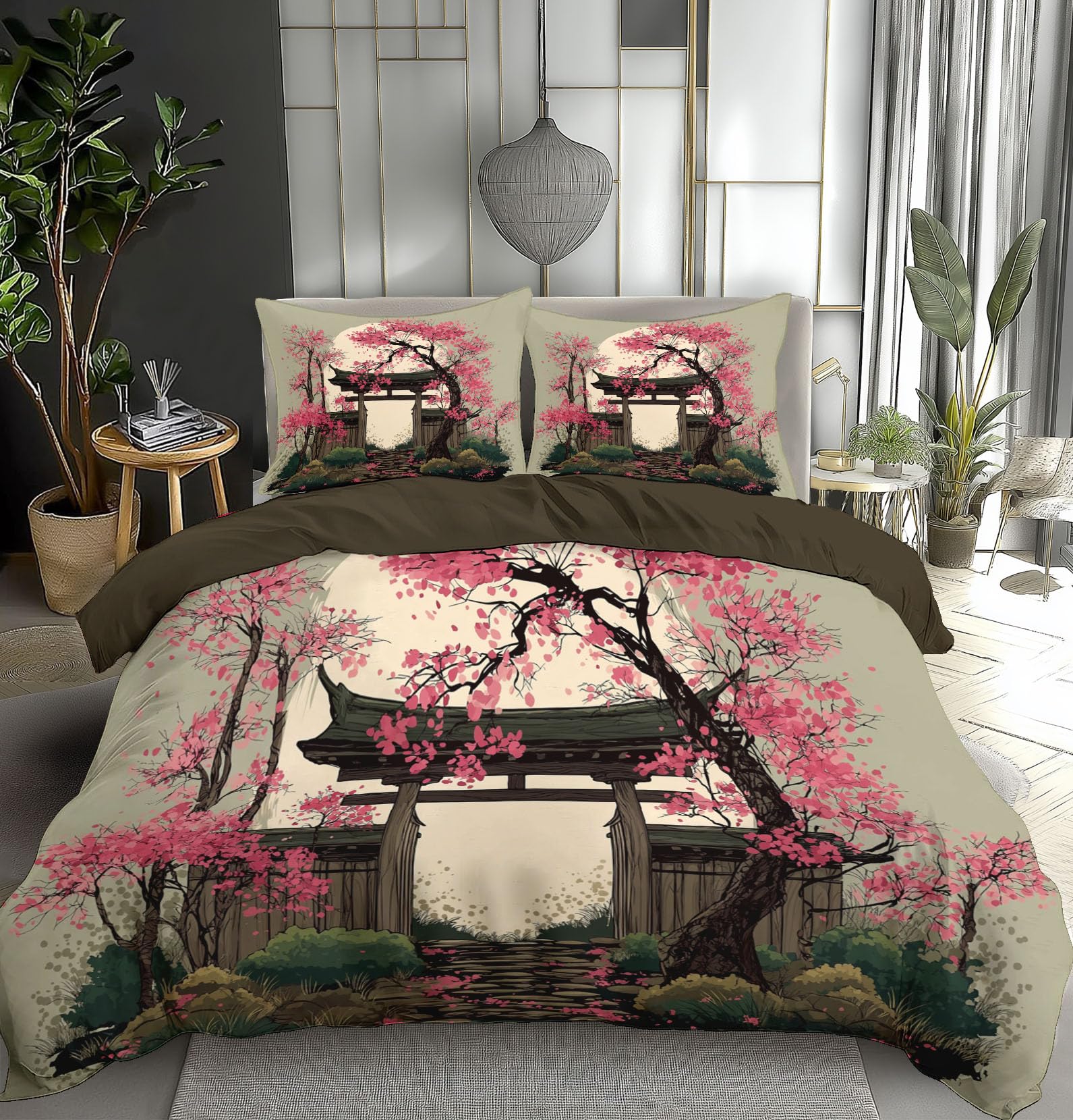 Housse de couette fleurs de cerisier pour créer une ambiance zen dans votre chambre