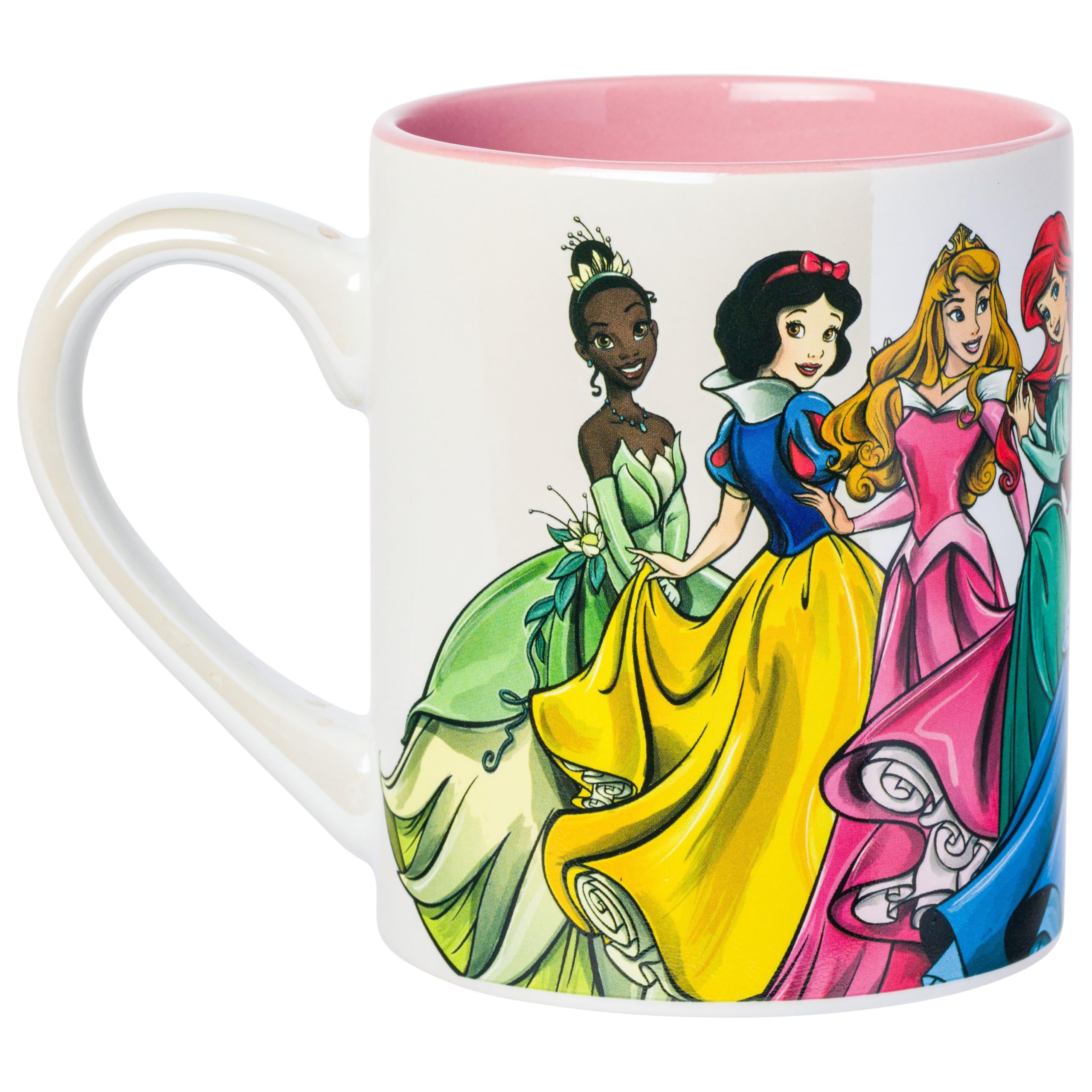 Amazon.com: Silver Buffalo Disney Princess Pearlescent Ceramic Mug  Featuring Tiana, Snow White, Aurora, Ariel, Cinderella, Belle, and Jasmine,  14 Ounces : Home & Kitchen
