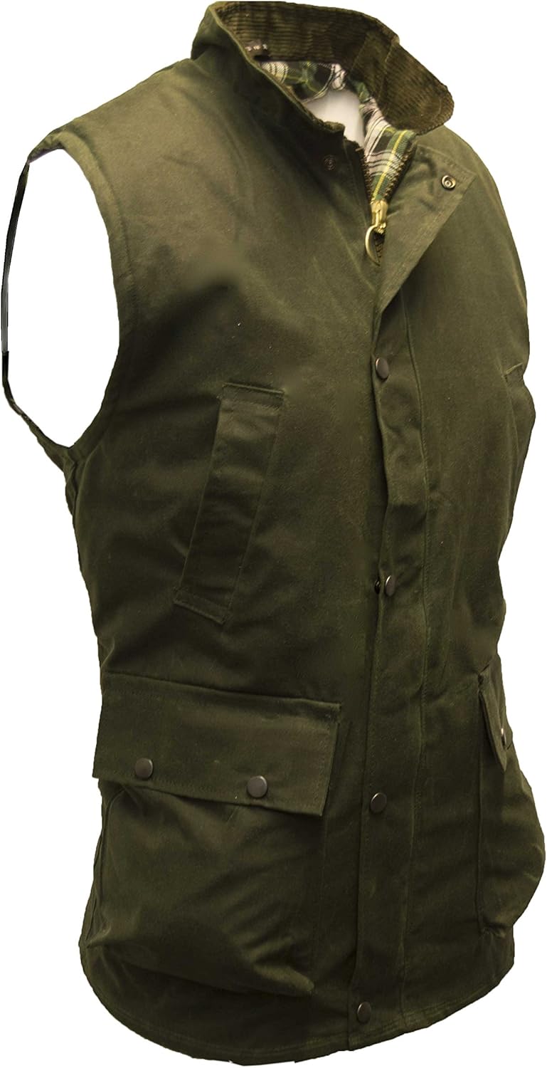 Walker and Hawkes Men's Wax Bodywarmer Waistcoat Countrywear Gilet Medium Olive