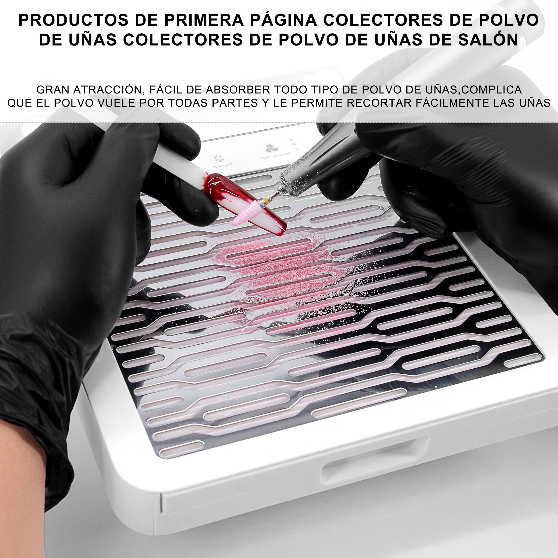 Aspirador Uñas Profesional de Escritorio para Pedicura y Manicura,con Lámparas de Uñas y LED,Velocidad Ajustable,sin Necesidad de Bolsas de Polvo