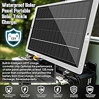 Vista 2 de Saillong Cargador Mantenedor de Batería Solar para Automóvil de 12V, Panel Solar Impermeable Cargador Solar Portátil de Goteo con Enchufe